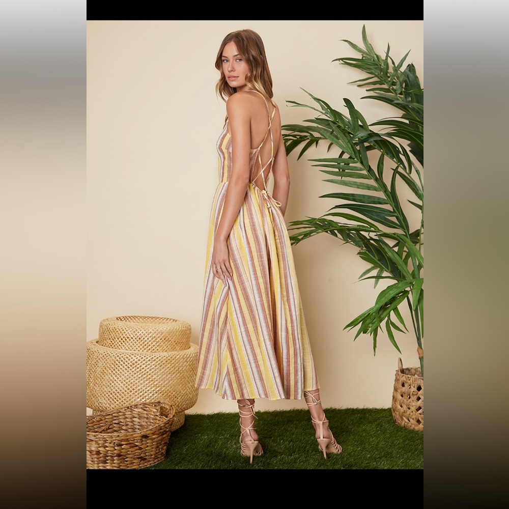 Striped criss cross strap dress